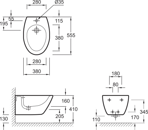JACOB DELAFON  Биде подвесное PRESQUILE