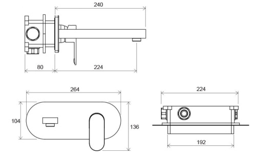 RAVAK Смеситель для умывальника CR 019.00 настенный монтаж