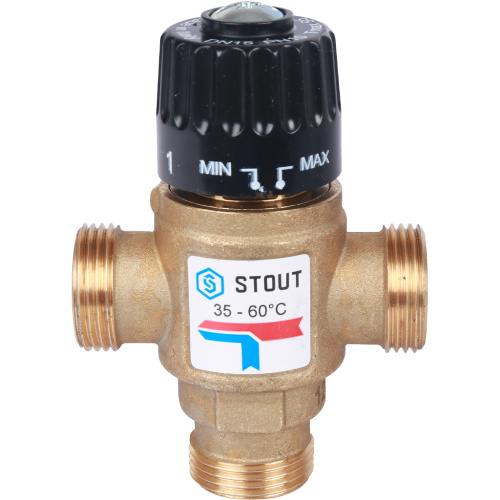 STOUT STOUT Термостатический смесительный клапан для систем отопления и ГВС 3/4" НР 30-65°С KV 1,8