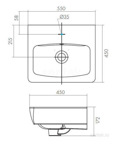 SANTEK Раковина Нео, 55 см