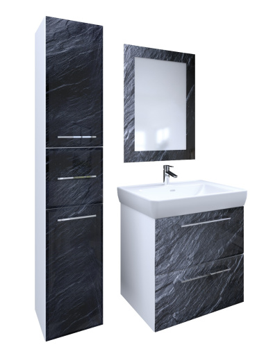 Marka One Пенал Visbaden 30П с двумя дверками и одним встроенным ящиком, Black stone L