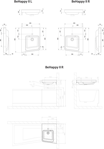 RAVAK Умывальник BE HAPPY II с переливом, 50 см R