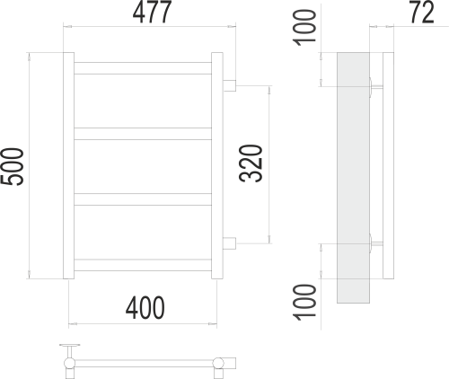Terminus Полотенцесушитель водяной "Аврора" П4 400х500 мм (боковое подключение 320 мм)