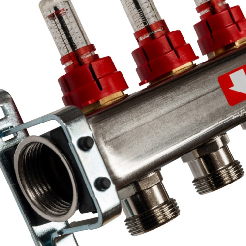 STOUT Коллектор с расходомерами 9 выходов, нержавеющая сталь