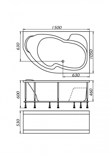 Marka One Ванна "Aura" 150x105 R