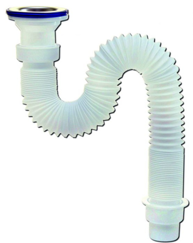 VIRPLAST Сифон гофрированный "МИНИ Элит" с нержавеющей чашкой, удлинённый