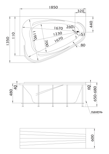 Marka One Ванна "Love" 185x135 L